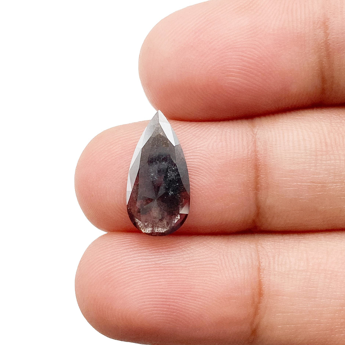 1.36ct | Salt & Pepper Pear Shape Rose Cut Lab Diamond