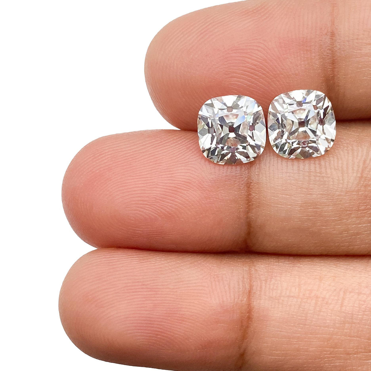 4.11cttw | G/VVS2 Cushion Shape Old Mine Cut Lab Diamond Matched Pair