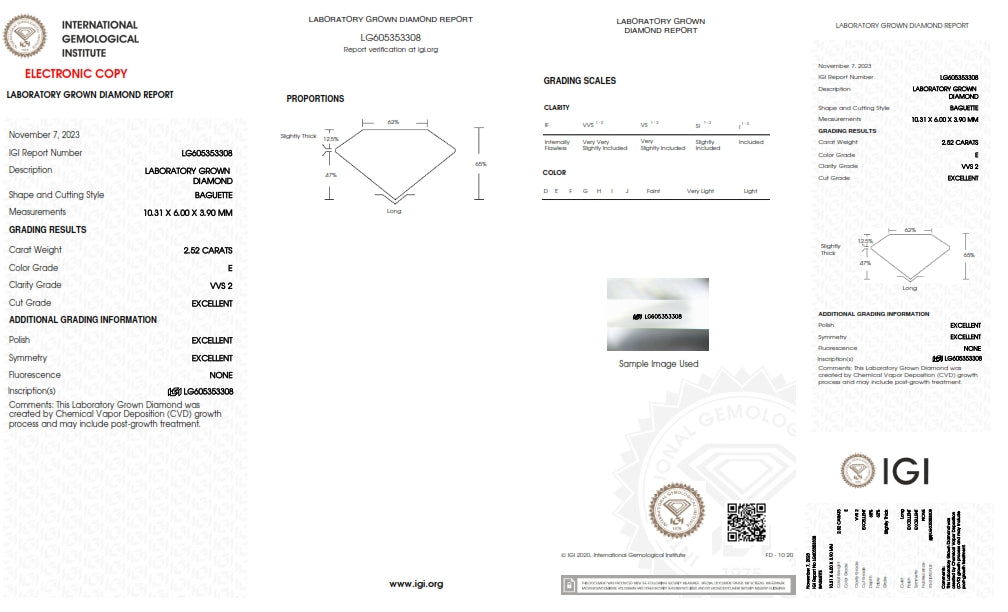 2.52ct | E/VVS2 Baguette Shape Step Cut Lab Diamond (IGI)-LITHOS Diamond