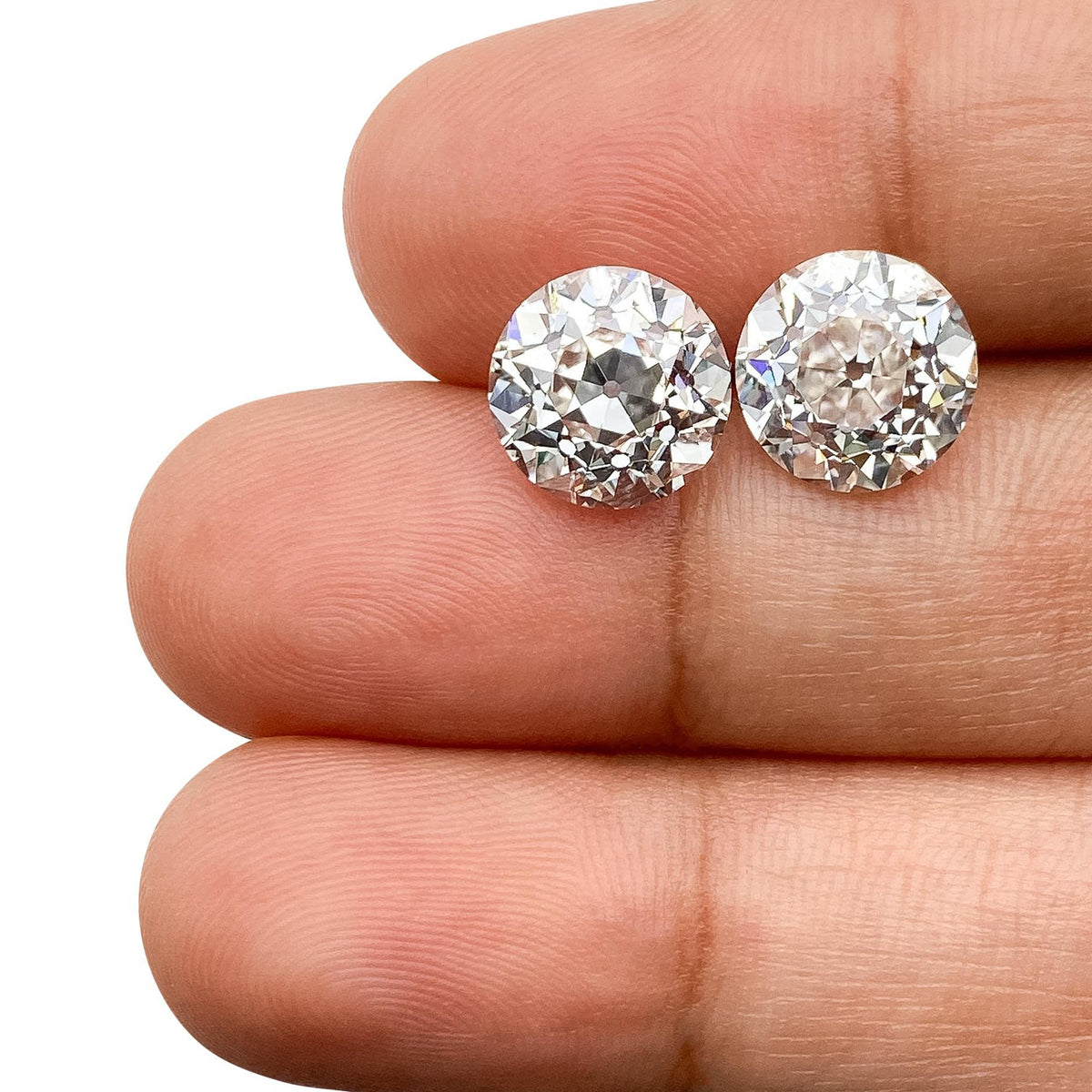 6.05cttw | F/VS1-VVS2 Round Shape Old European Cut Lab Diamond Matched Pair-LITHOS Diamond