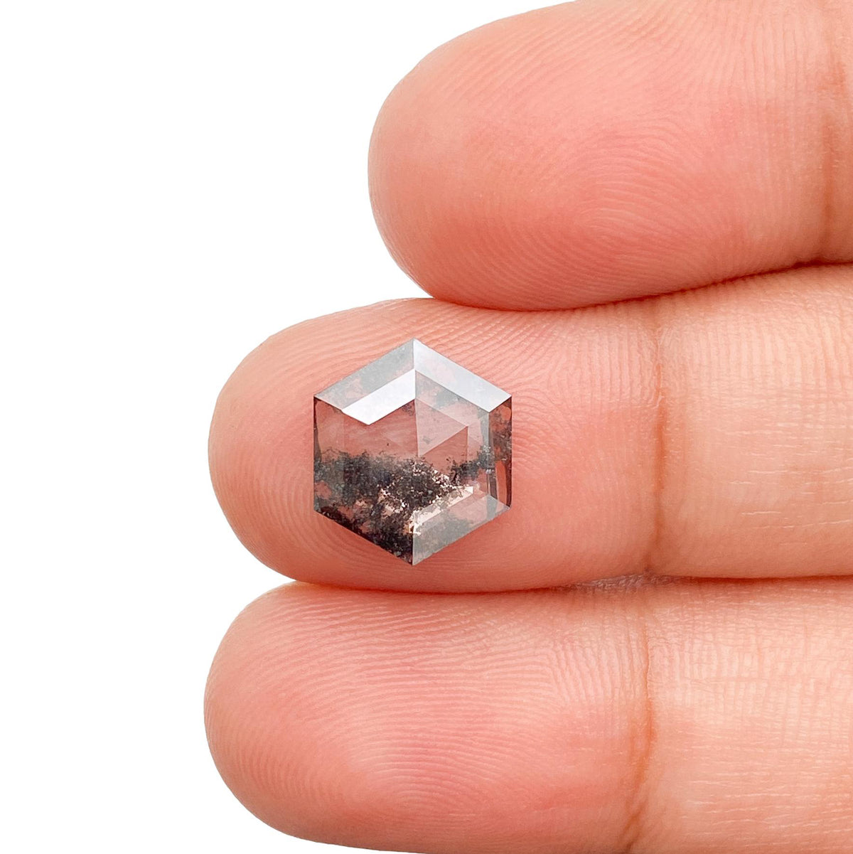 1.78ct | Salt & Pepper Hexagon Shape Rose Cut Lab Diamond