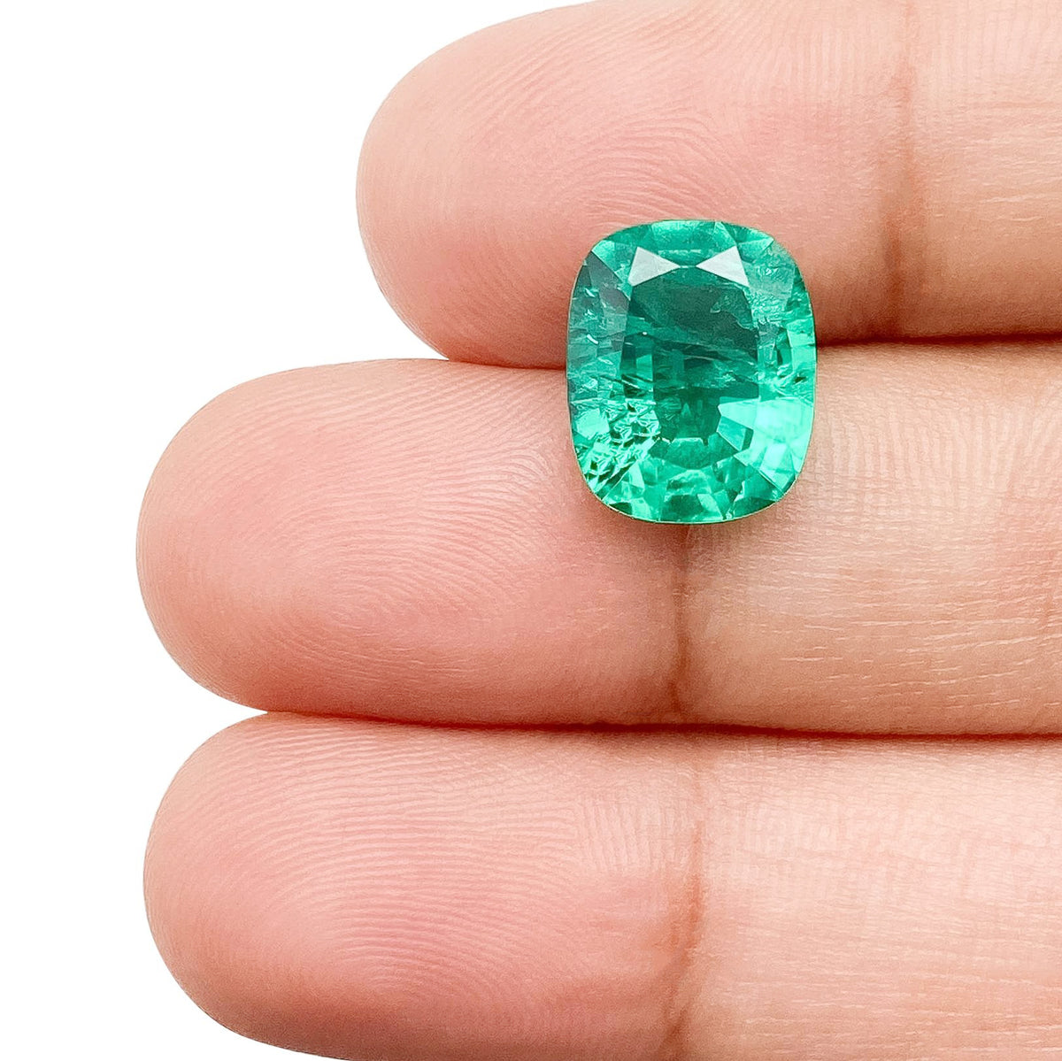 3.85ct | Brilliant Cut Cushion Shape Lab Emerald