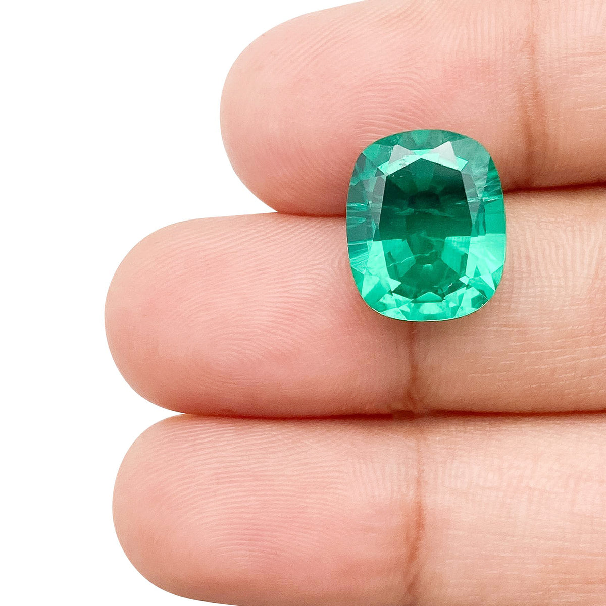 5.10ct | Brilliant Cut Cushion Shape Lab Emerald