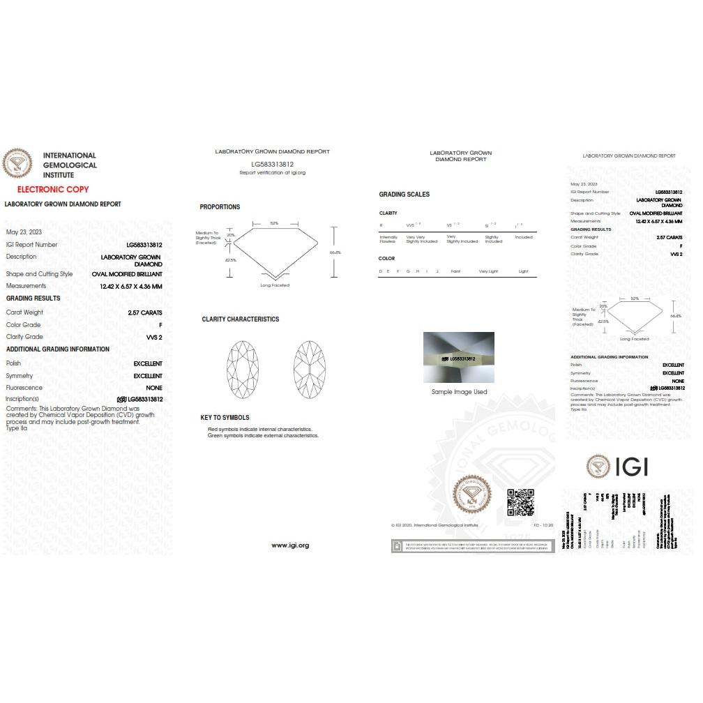 2.57ct | F/VVS2 Oval Shape Old Mine Cut Lab Diamond (IGI)-LITHOS Diamond