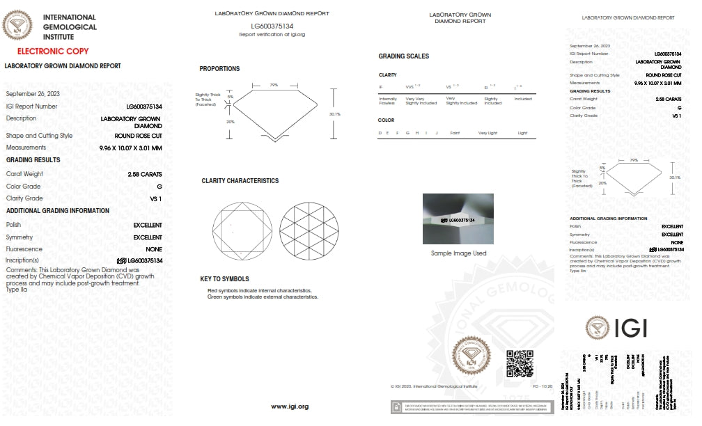 2.58ct | G/VS1 Round Shape Rose Cut Lab Diamond (IGI)-LITHOS Diamond