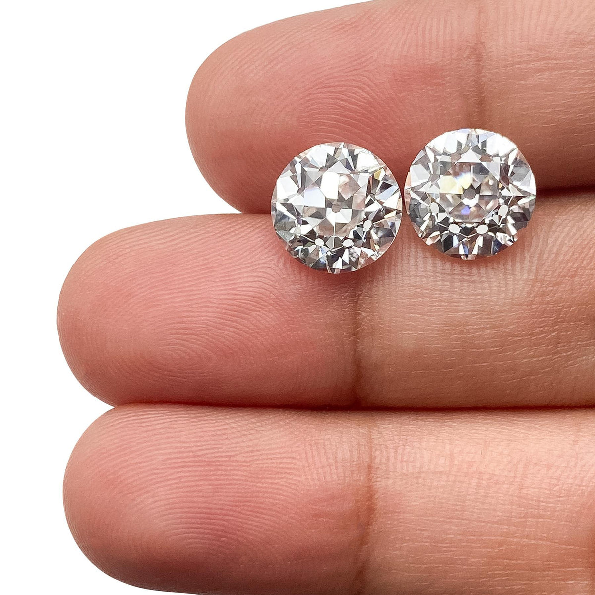 6.02cttw | F/VS1-VVS2 Round Shape Old European Cut Lab Diamond Matched Pair