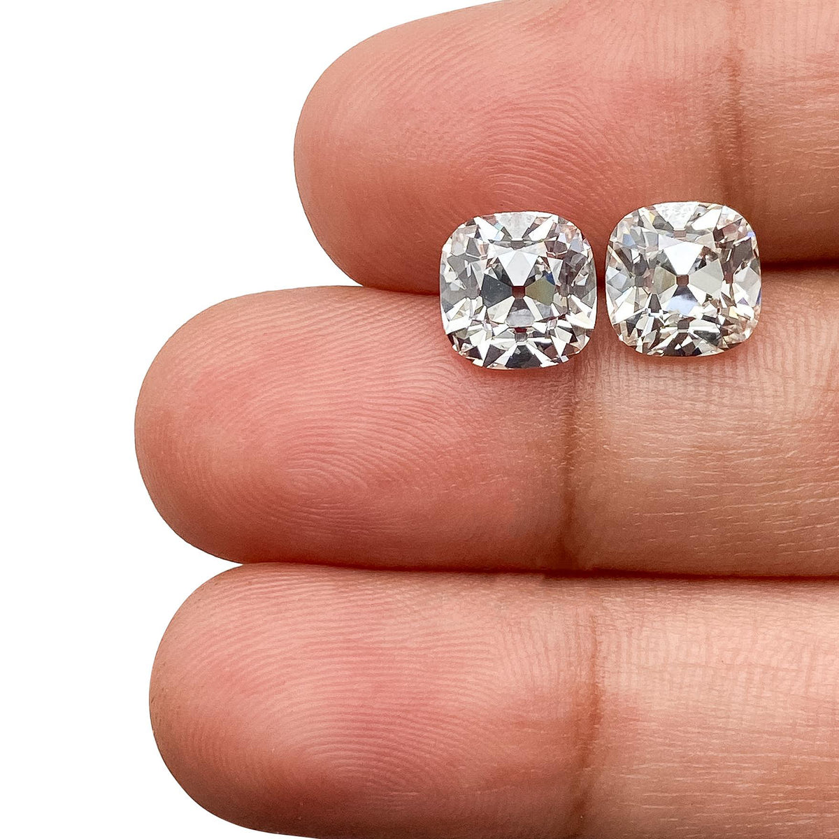 4.04cttw | F-I/VS1 Cushion Shape Old Mine Cut Lab Diamond Matched Pair-LITHOS Diamond
