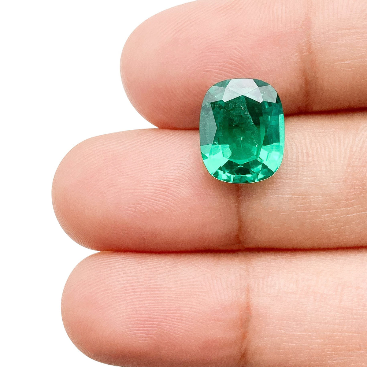 3.65ct | Brilliant Cut Cushion Shape Lab Emerald