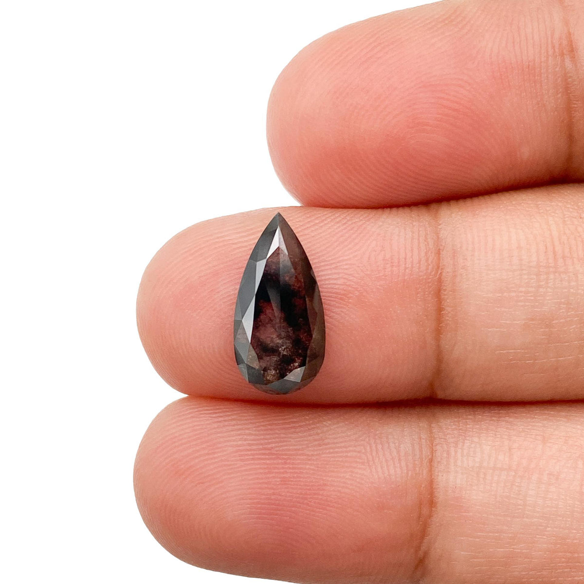 1.76ct | Salt & Pepper Pear Shape Rose Cut Lab Diamond