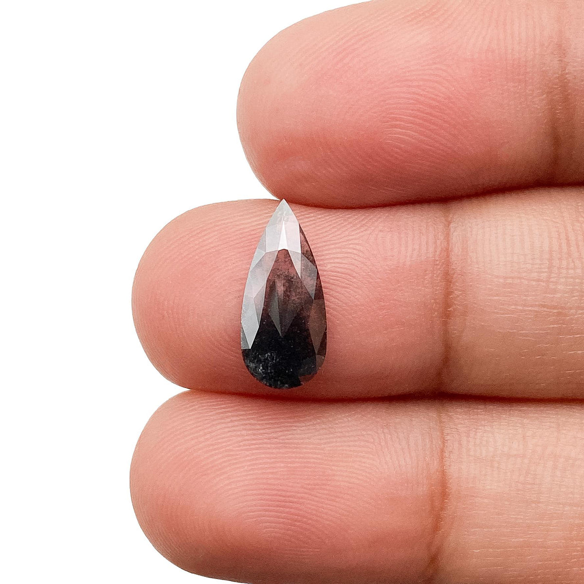 1.10ct | Salt & Pepper Pear Shape Rose Cut Lab Diamond