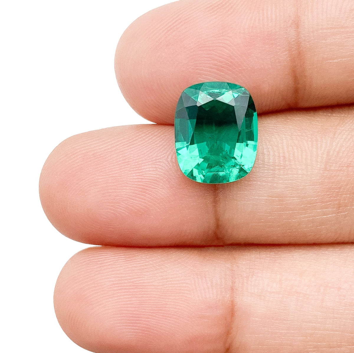 3.80ct | Brilliant Cut Cushion Shape Lab Emerald