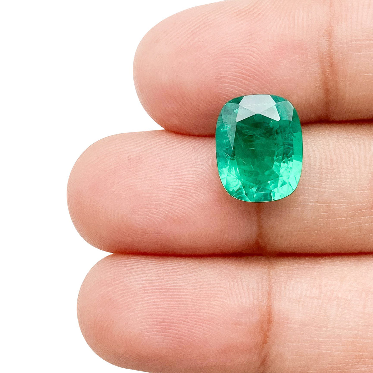 3.53ct | Brilliant Cut Cushion Shape Lab Emerald