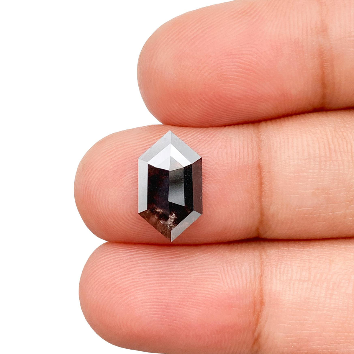 1.50ct | Salt & Pepper Hexagon Shape Rose Cut Lab Diamond