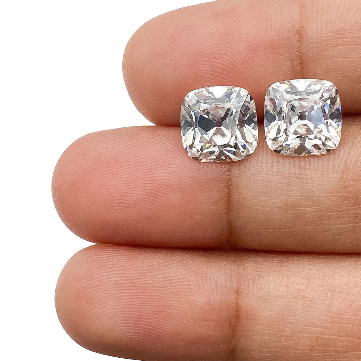 6.05cttw | F-G/VS1 Cushion Shape Old Mine Cut Lab Diamond Matched Pair