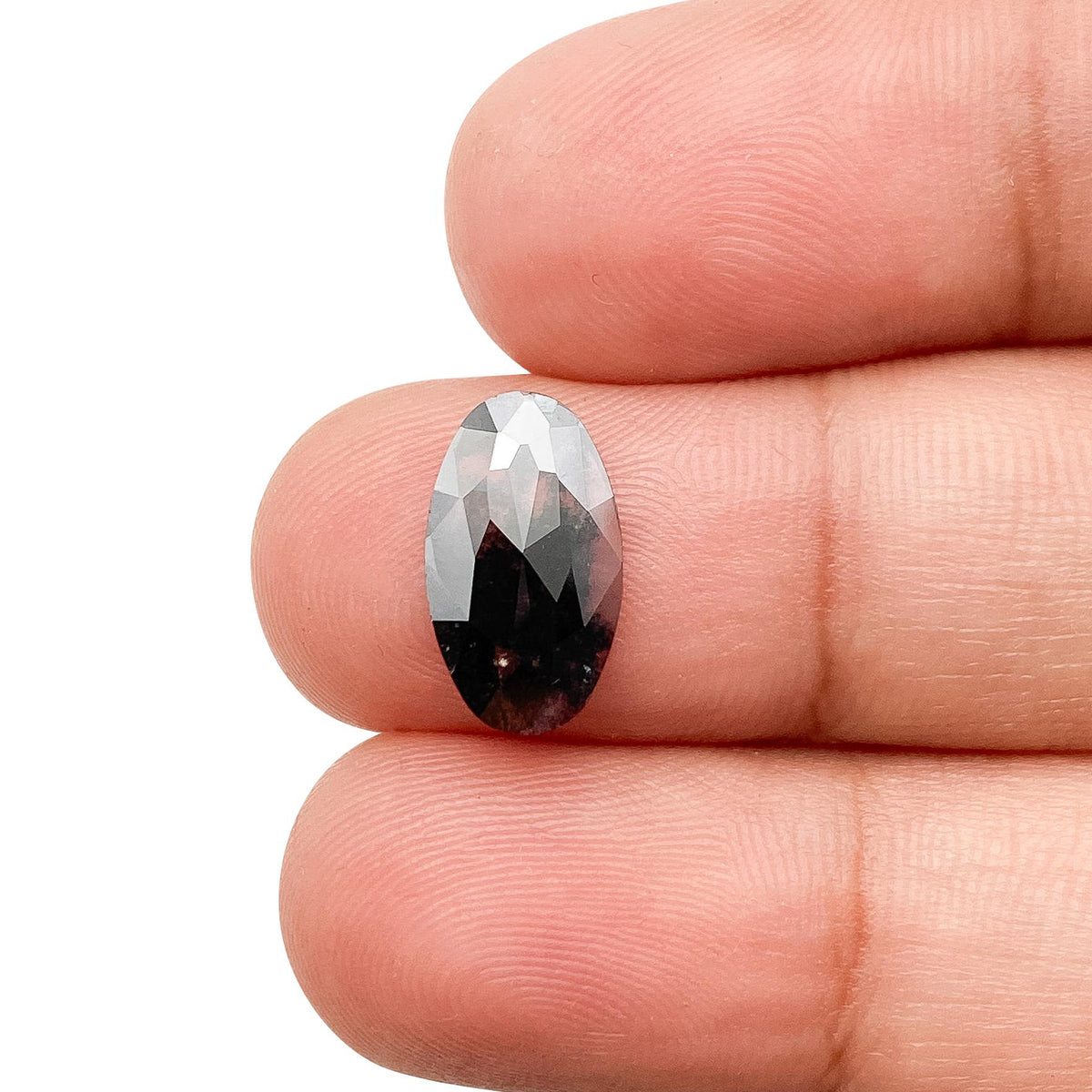 1.64ct | Salt & Pepper Oval Shape Rose Cut Lab Diamond