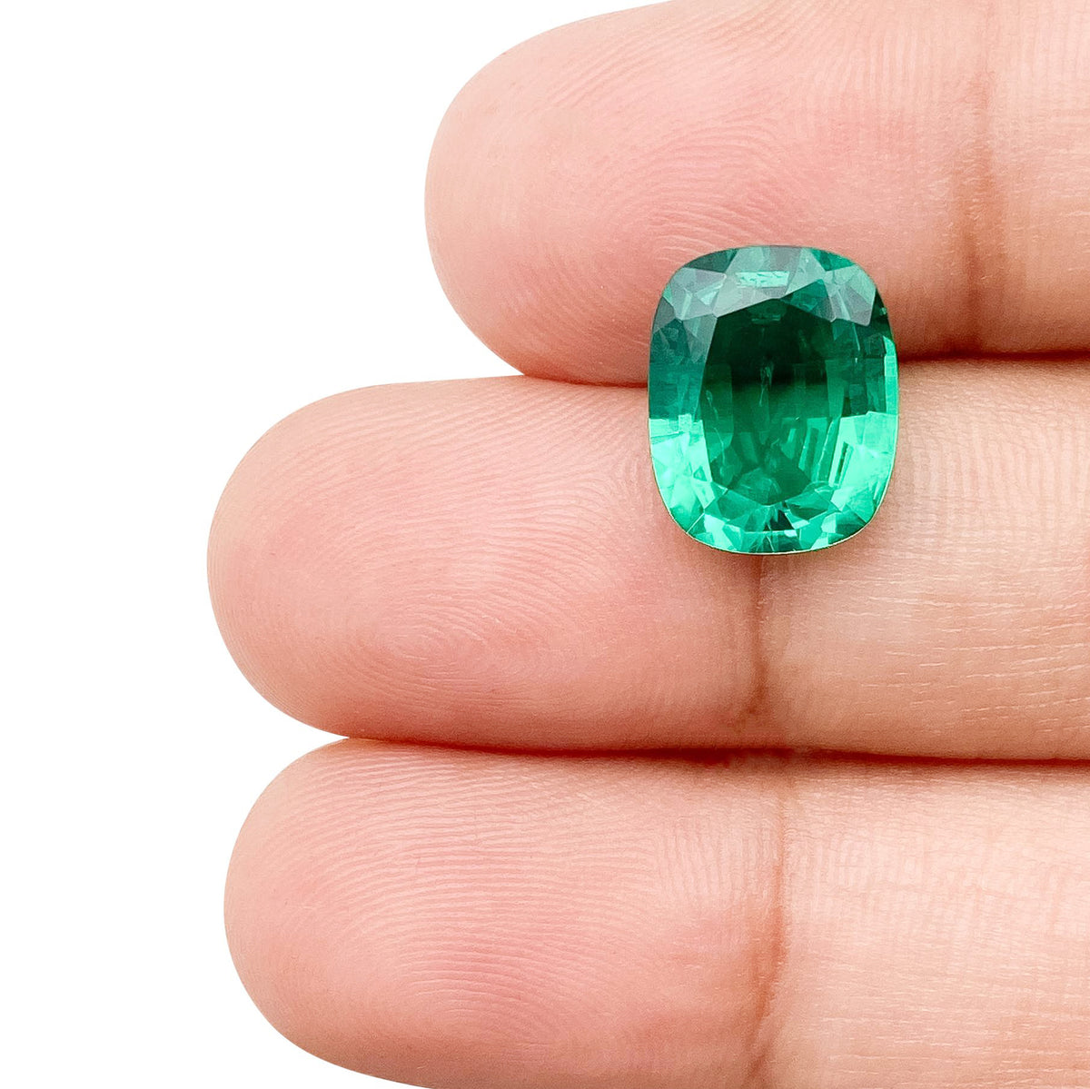 3.24ct | Brilliant Cut Cushion Shape Lab Emerald