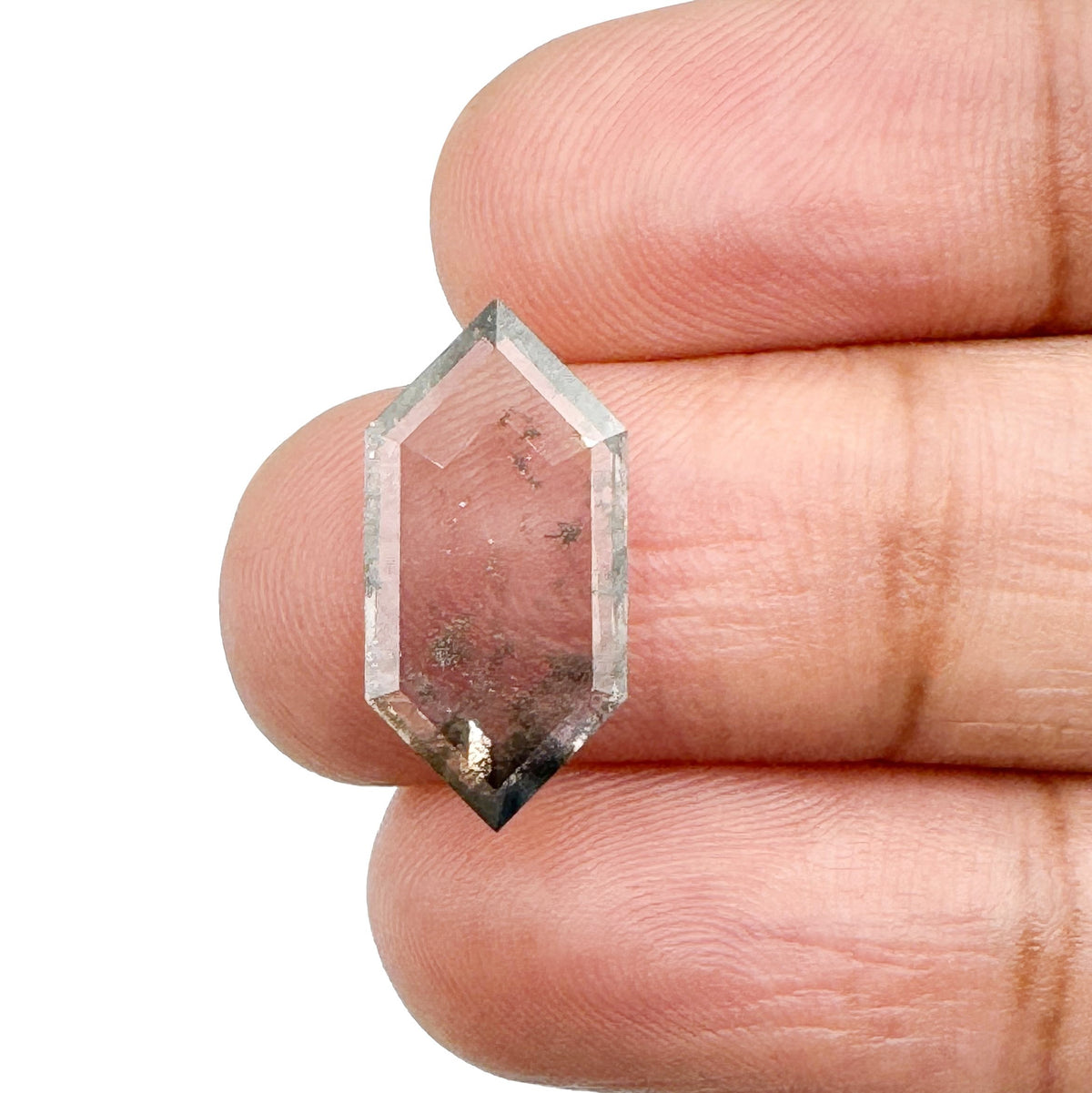 2.99ct | Salt &amp; Pepper Hexagon Shape Step Cut Lab Diamond