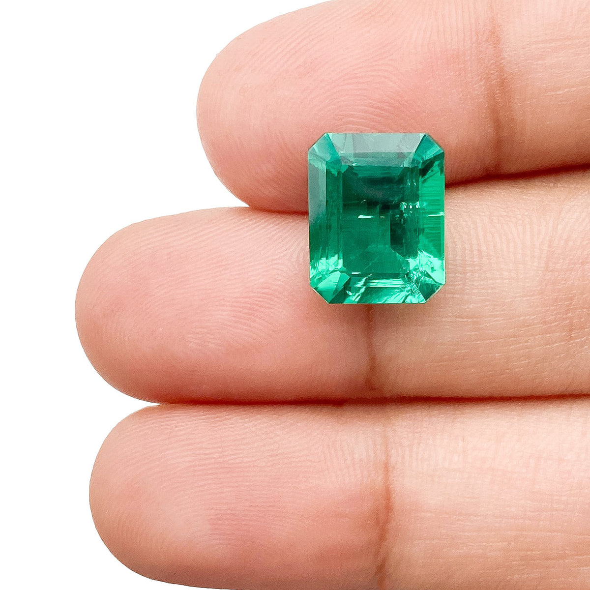 3.81ct | Step Cut Emerald Shape Lab Emerald