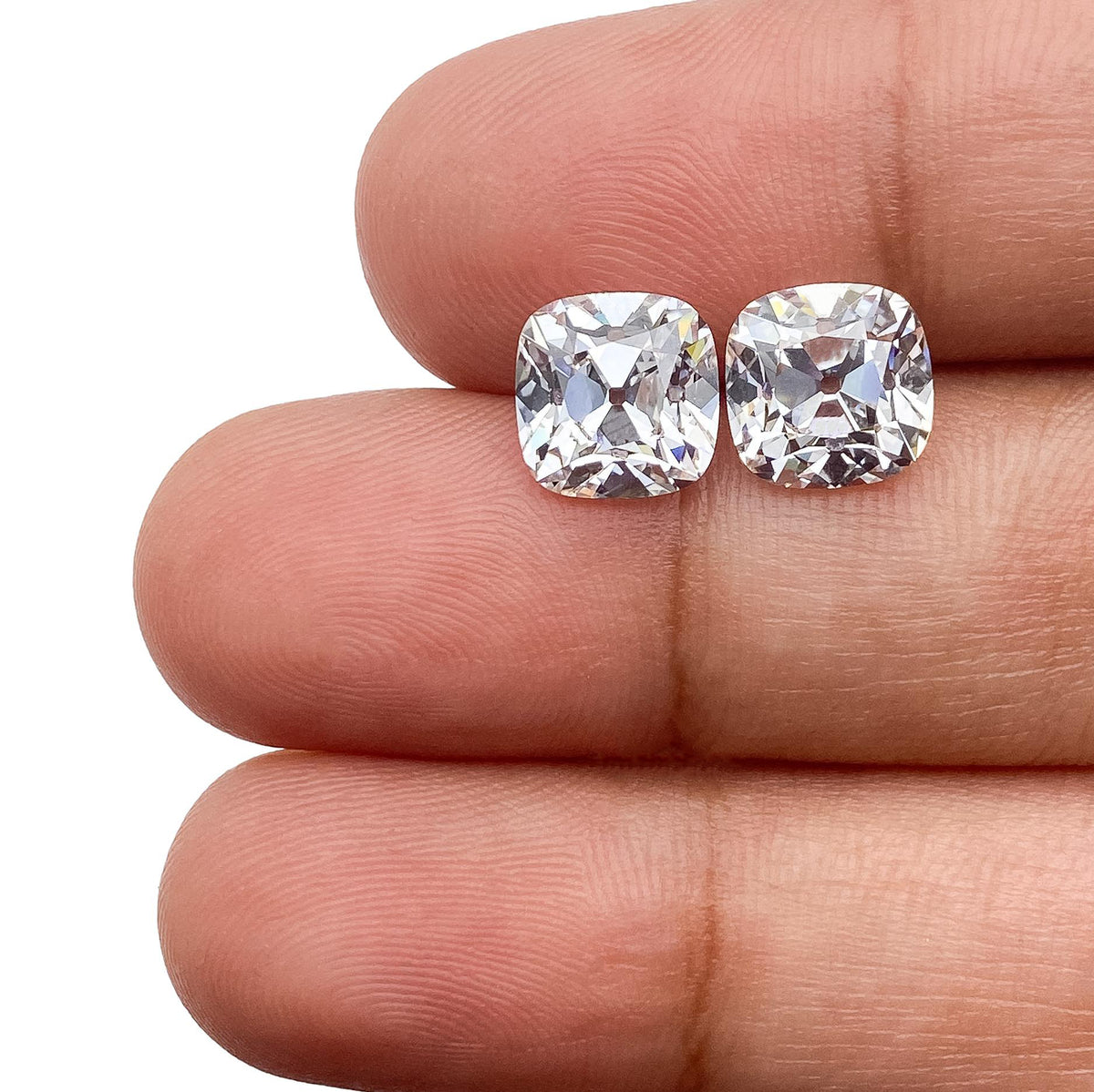 4.21cttw | F/VVS2 Cushion Shape Old Mine Cut Lab Diamond Matched Pair