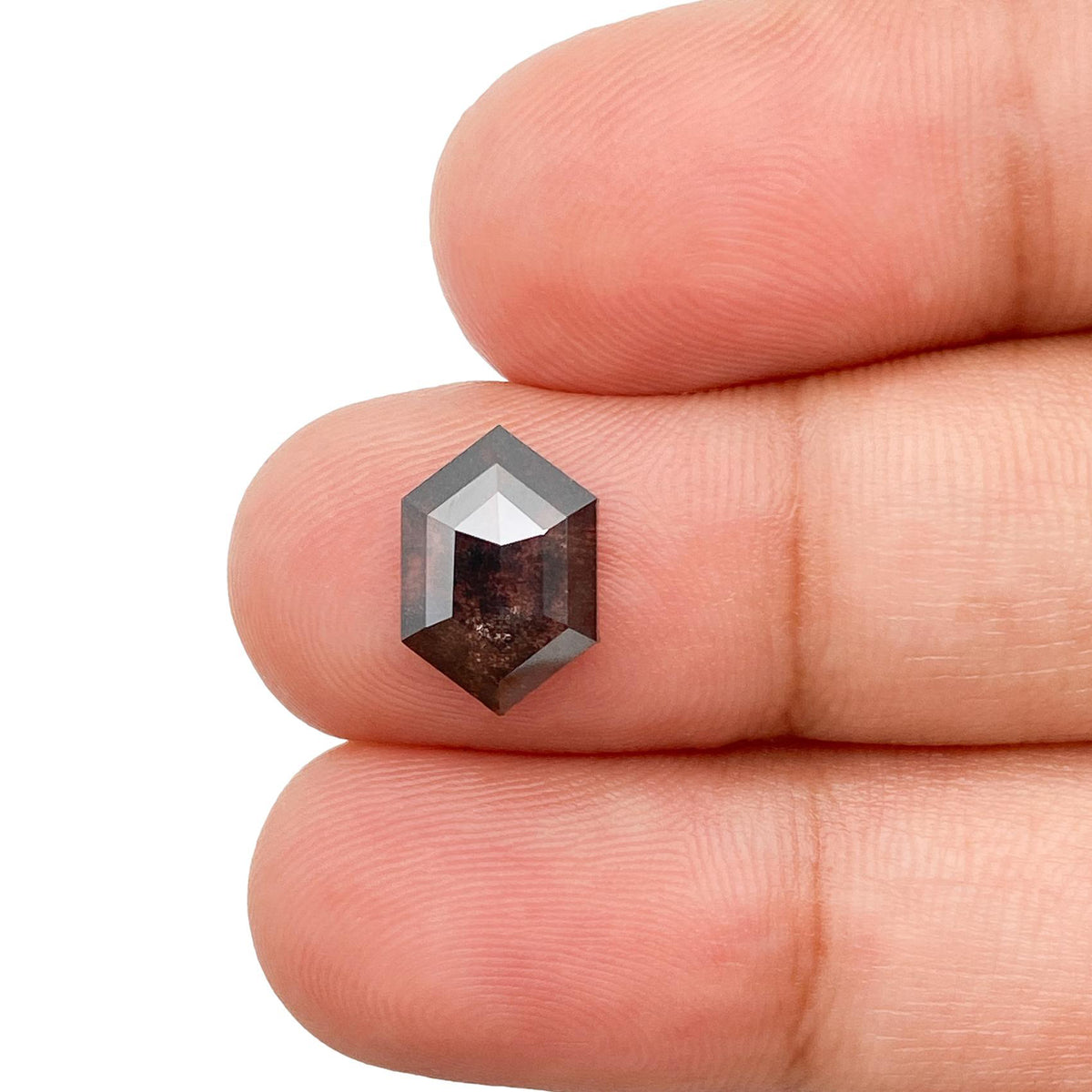 1.73ct | Salt & Pepper Hexagon Shape Rose Cut Lab Diamond