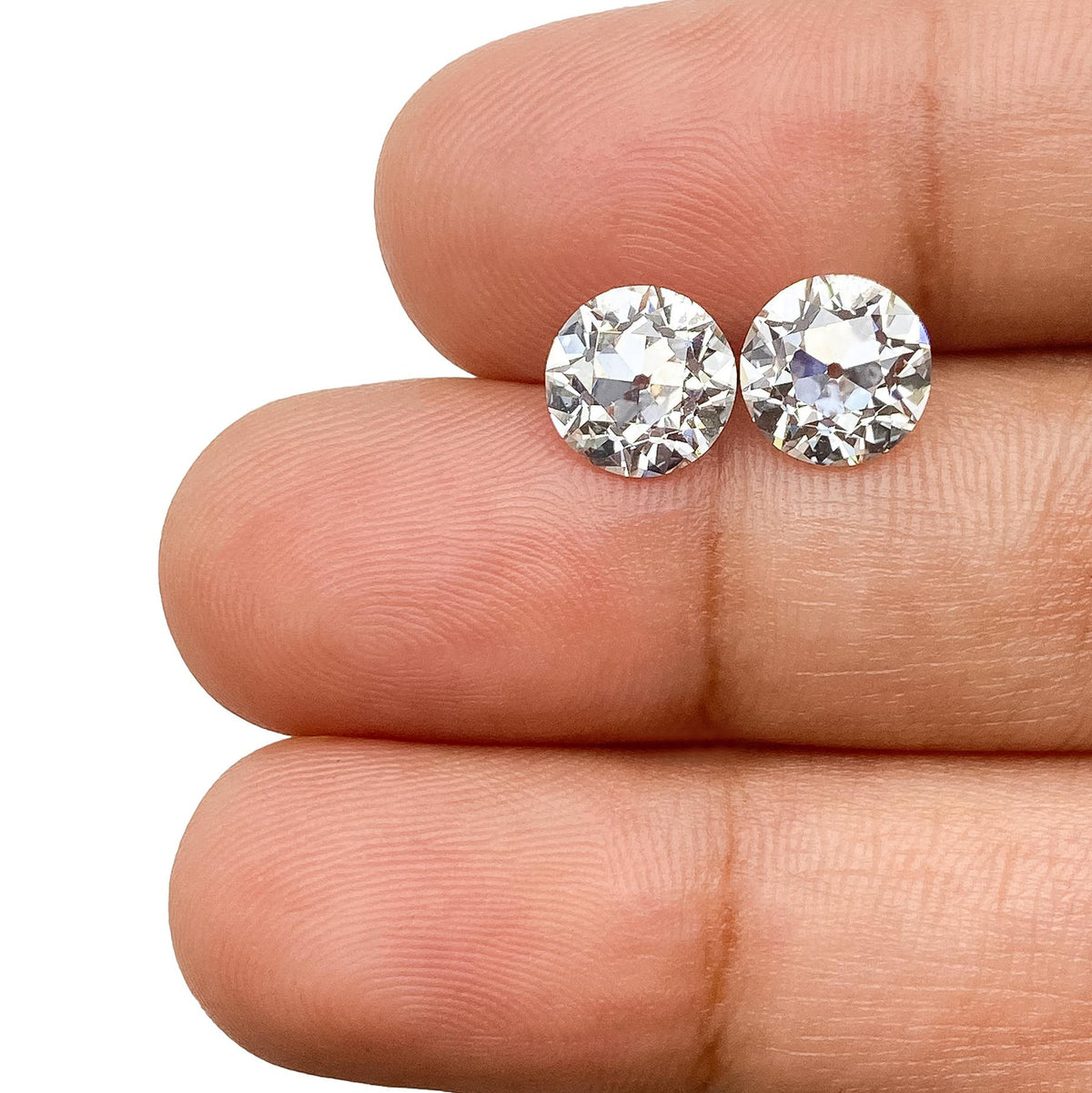 3.04cttw| D-F/VVS2-VS2 Round Shape Old European Cut Lab Diamond Matched Pair