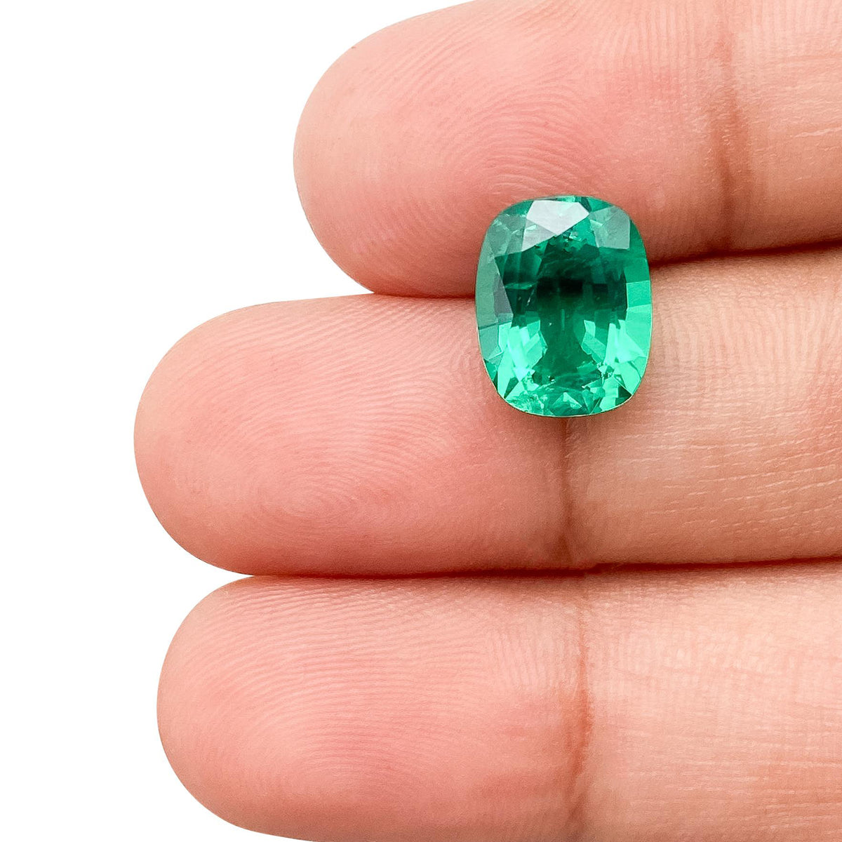 3.07ct | Brilliant Cut Cushion Shape Lab Emerald