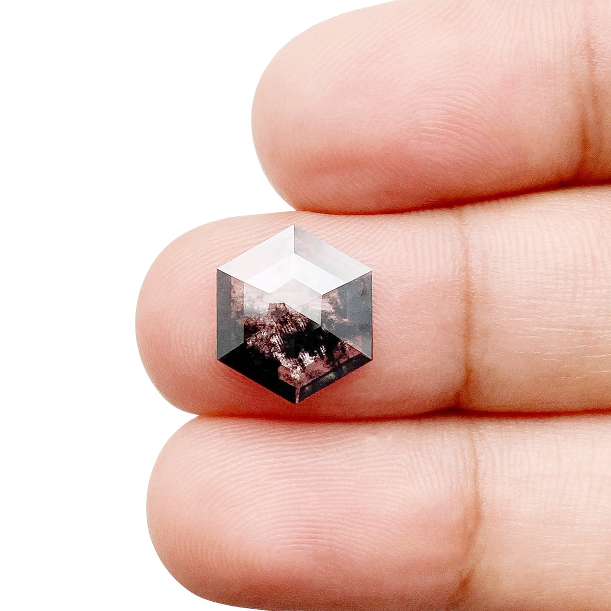 1.59ct | Salt & Pepper Hexagon Shape Rose Cut Lab Diamond