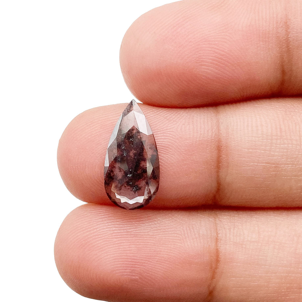 1.42ct | Salt & Pepper Pear Shape Rose Cut Lab Diamond-LITHOS Diamond