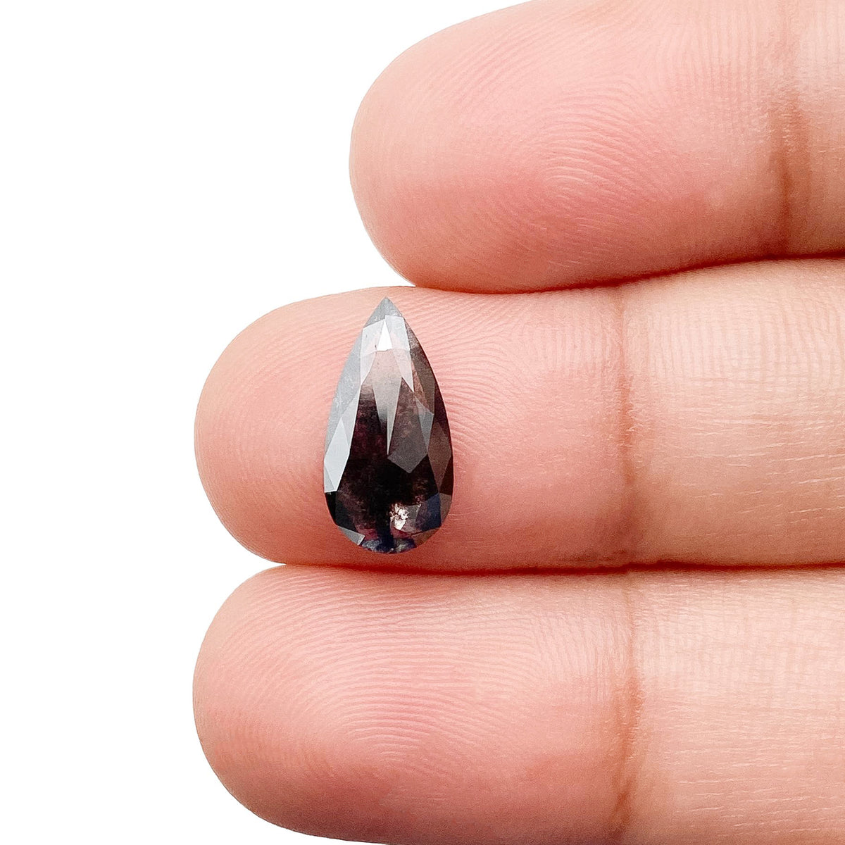 1.31ct | Salt & Pepper Pear Shape Rose Cut Lab Diamond