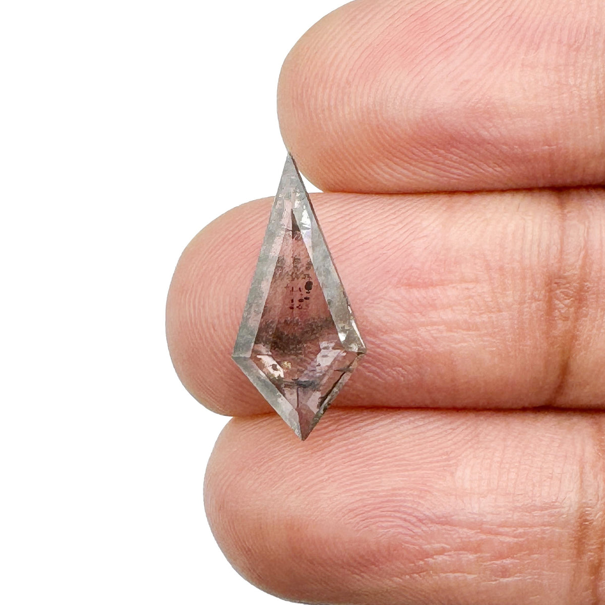 1.68ct | Salt &amp; Pepper Kite Shape Step Cut Lab Diamond