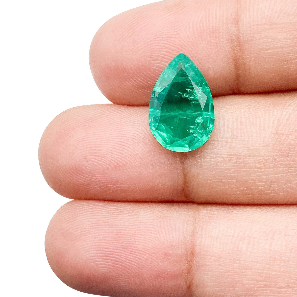 2.98ct | Brilliant Cut Pear Shape Lab Emerald