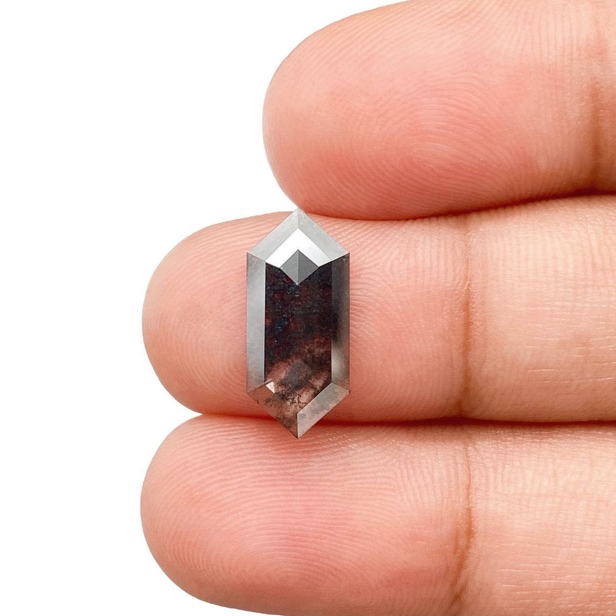 2.00ct | Salt & Pepper Hexagon Shape Rose Cut Lab Diamond