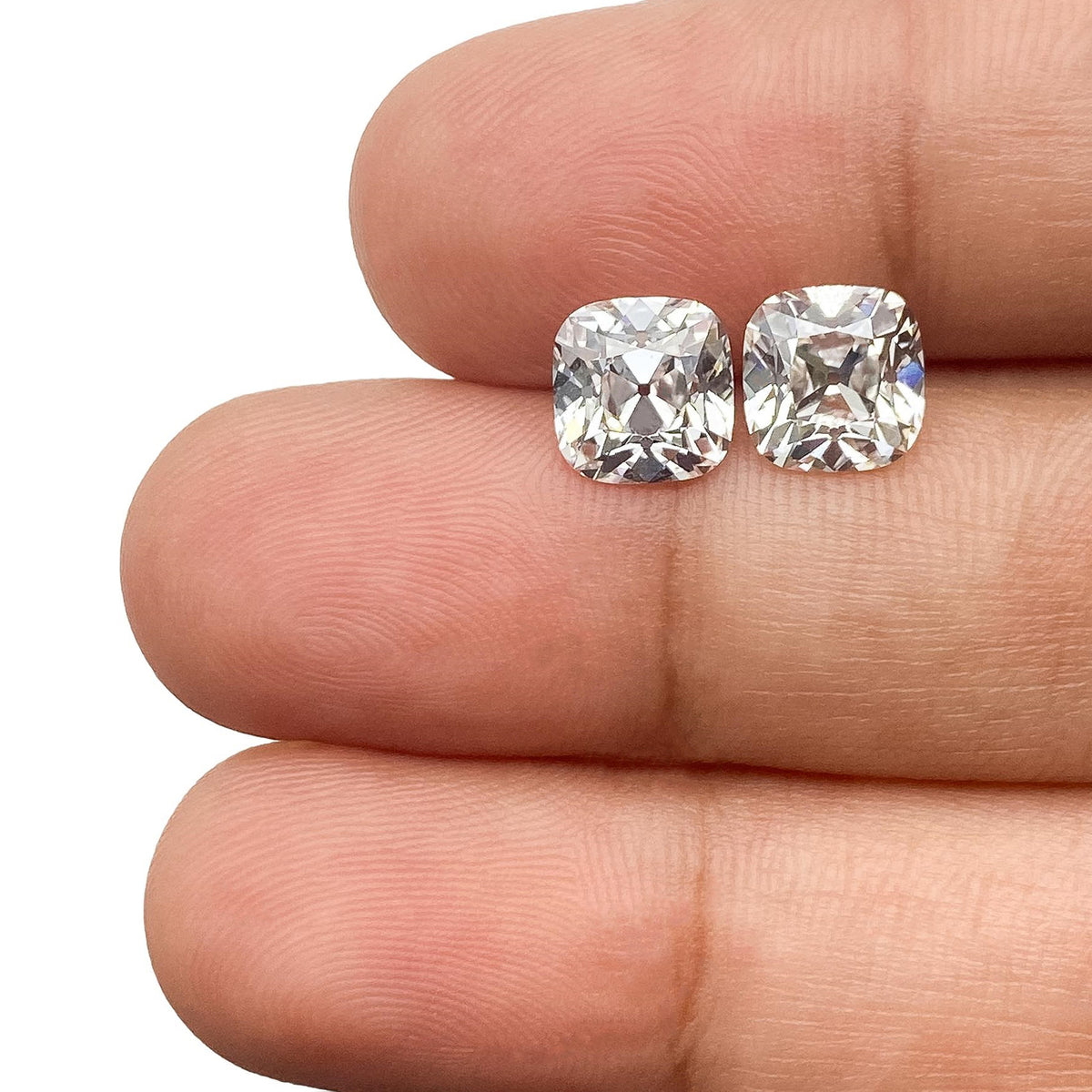 3.10ct | E-F/VS2 Cushion Shape Old Mine Cut Lab Diamond Matched Pair