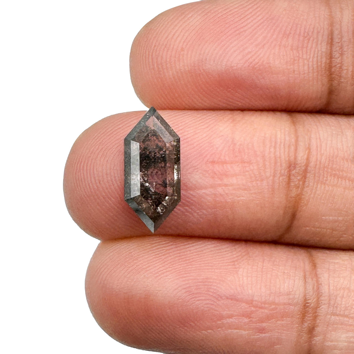 1.54ct | Salt &amp; Pepper Hexagon Shape Step Cut Lab Diamond