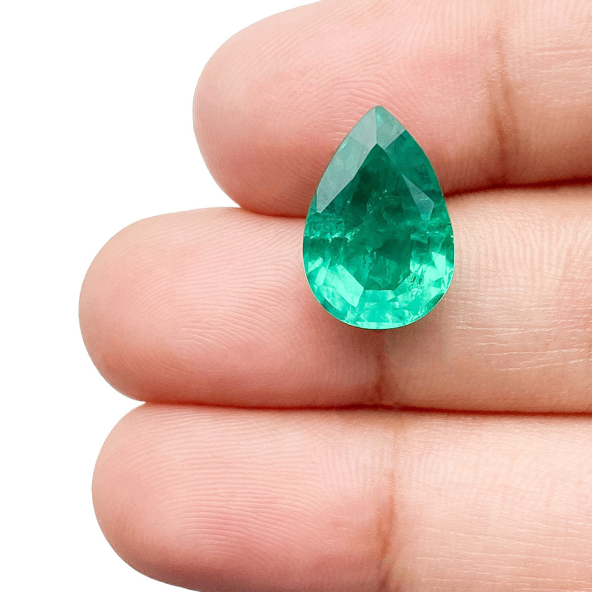 5.48ct | Brilliant Cut Pear Shape Lab Emerald