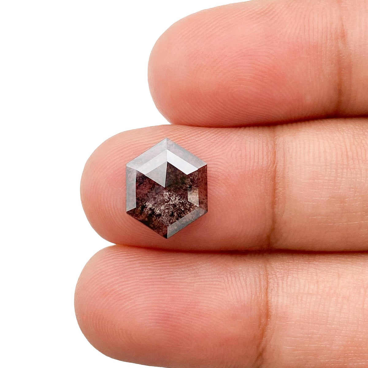 1.78ct | Salt & Pepper Hexagon Shape Rose Cut Lab Diamond