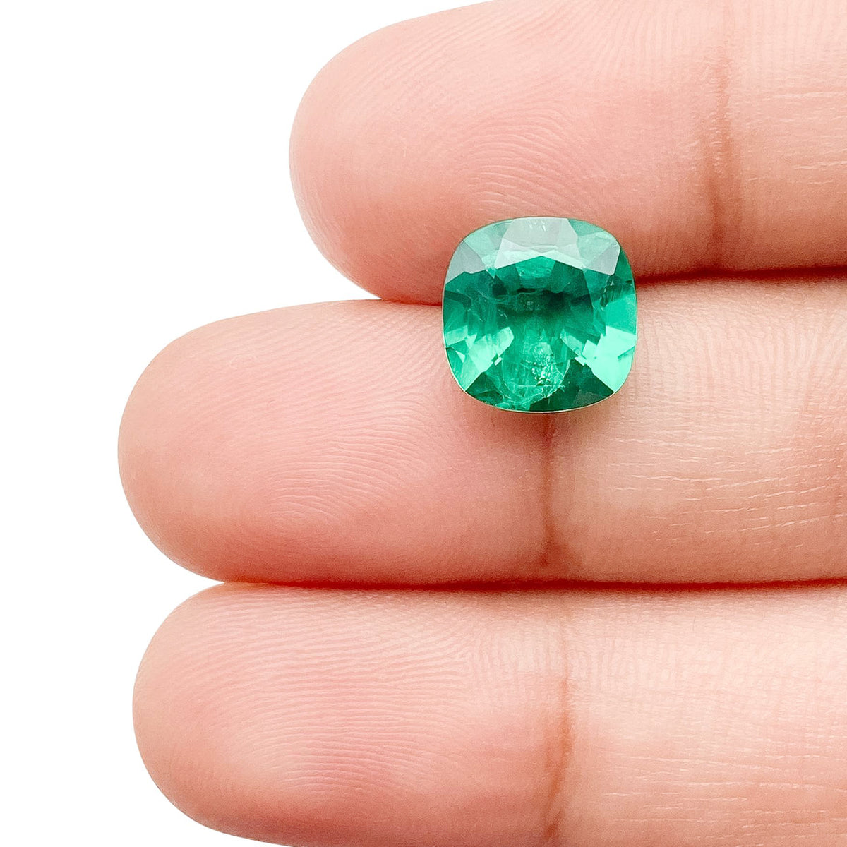2.75ct | Brilliant Cut Cushion Shape Lab Emerald