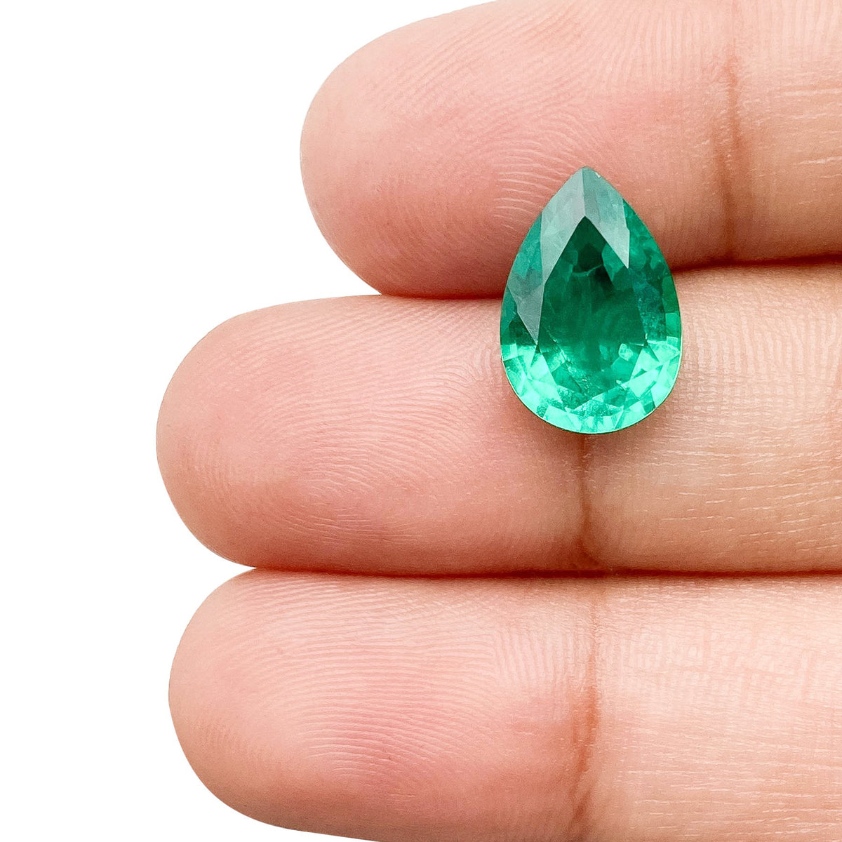3.31ct | Brilliant Cut Pear Shape Lab Emerald