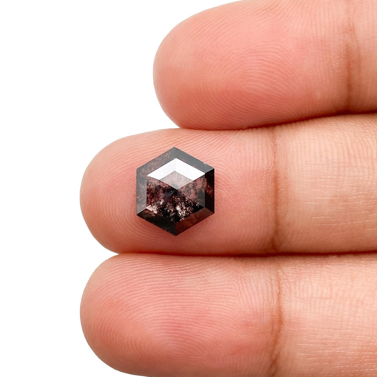 1.71ct | Salt & Pepper Hexagon Shape Rose Cut Lab Diamond