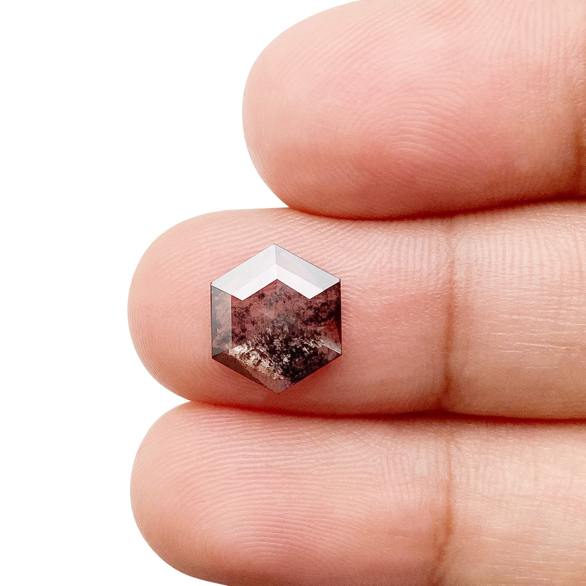 1.25ct | Salt & Pepper Hexagon Shape Rose Cut Lab Diamond