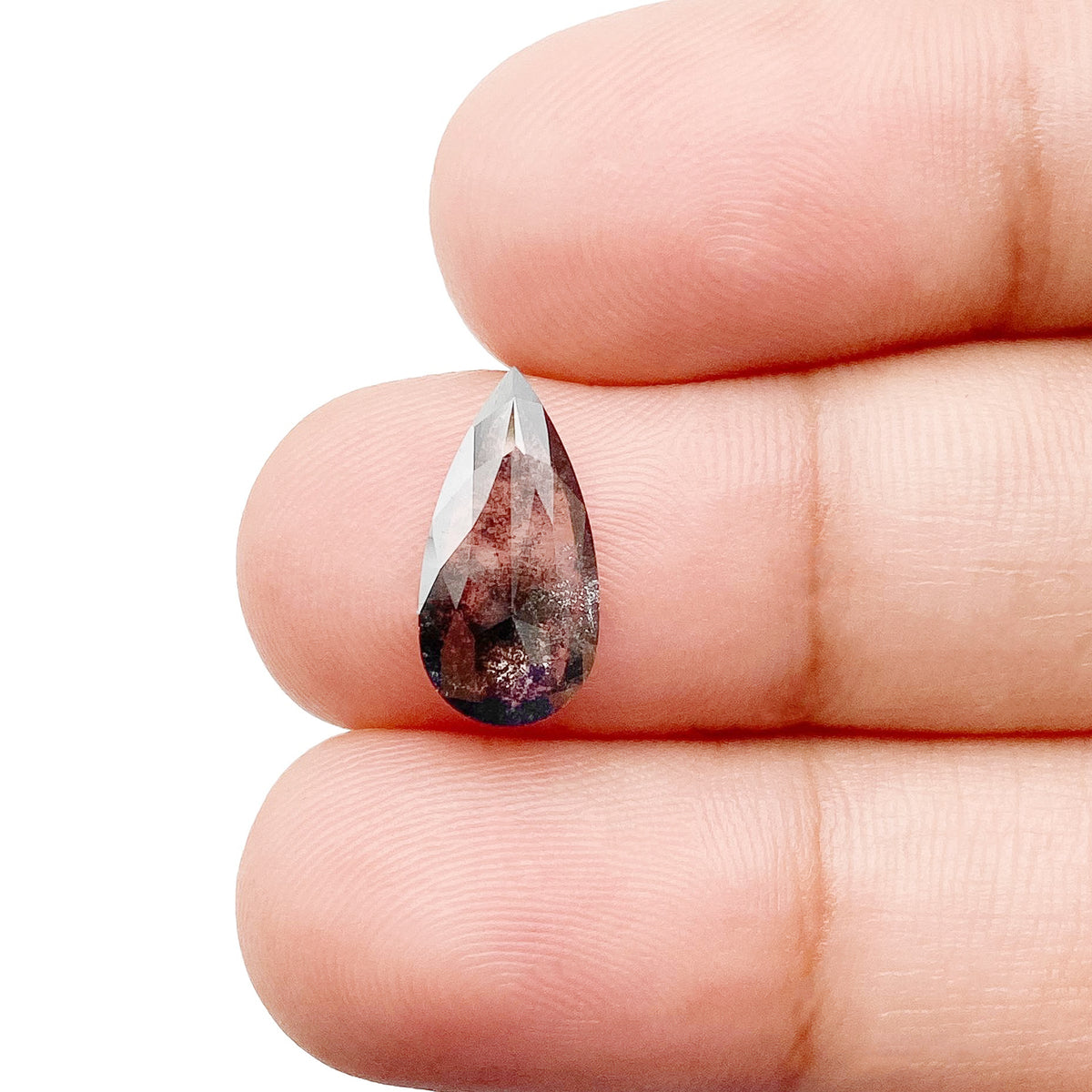 1.41ct | Salt & Pepper Pear Shape Rose Cut Lab Diamond