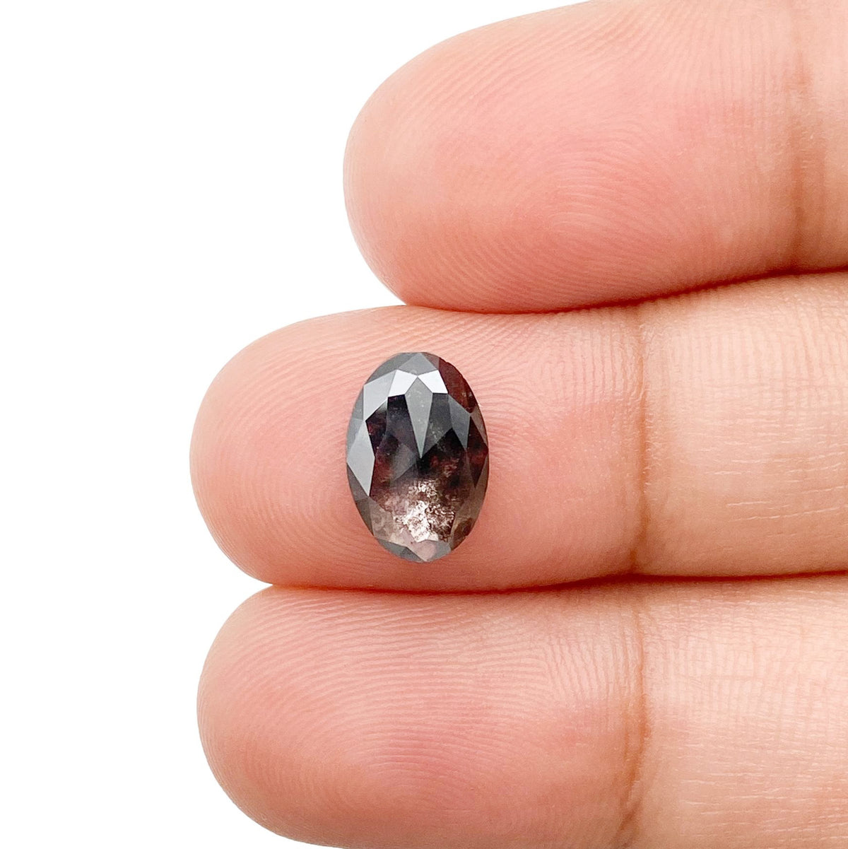 1.74ct | Salt & Pepper Oval Shape Rose Cut Lab Diamond