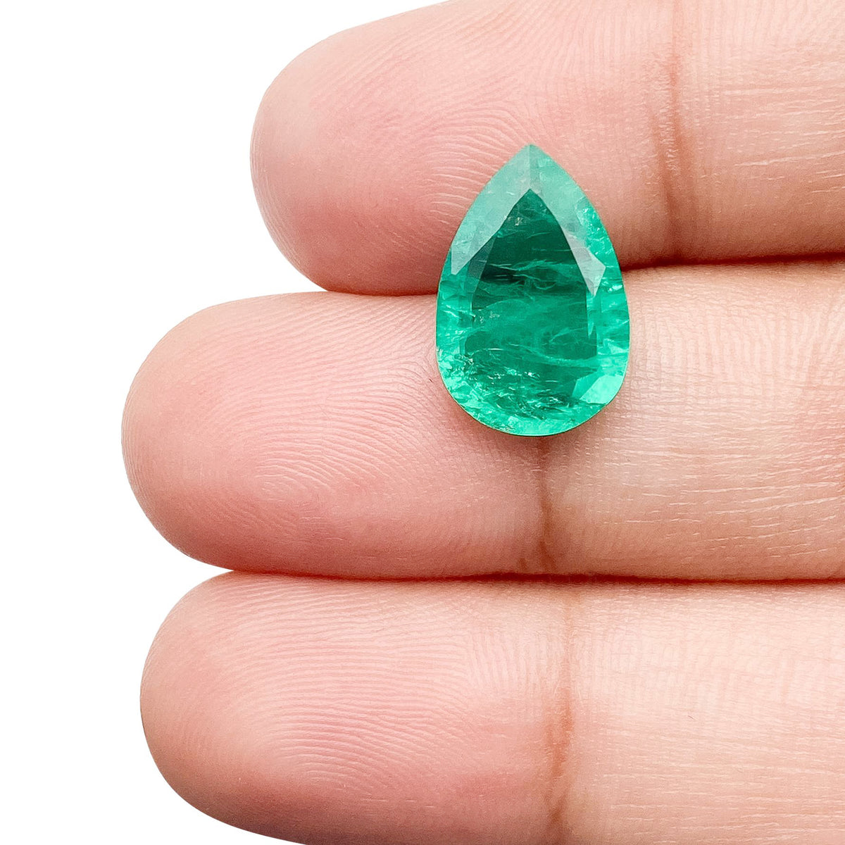 3.23ct | Brilliant Cut Pear Shape Lab Emerald