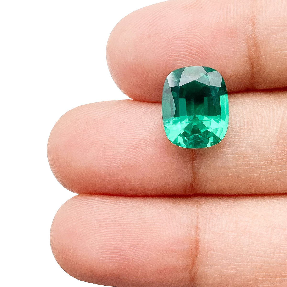 3.76ct | Brilliant Cut Cushion Shape Lab Emerald