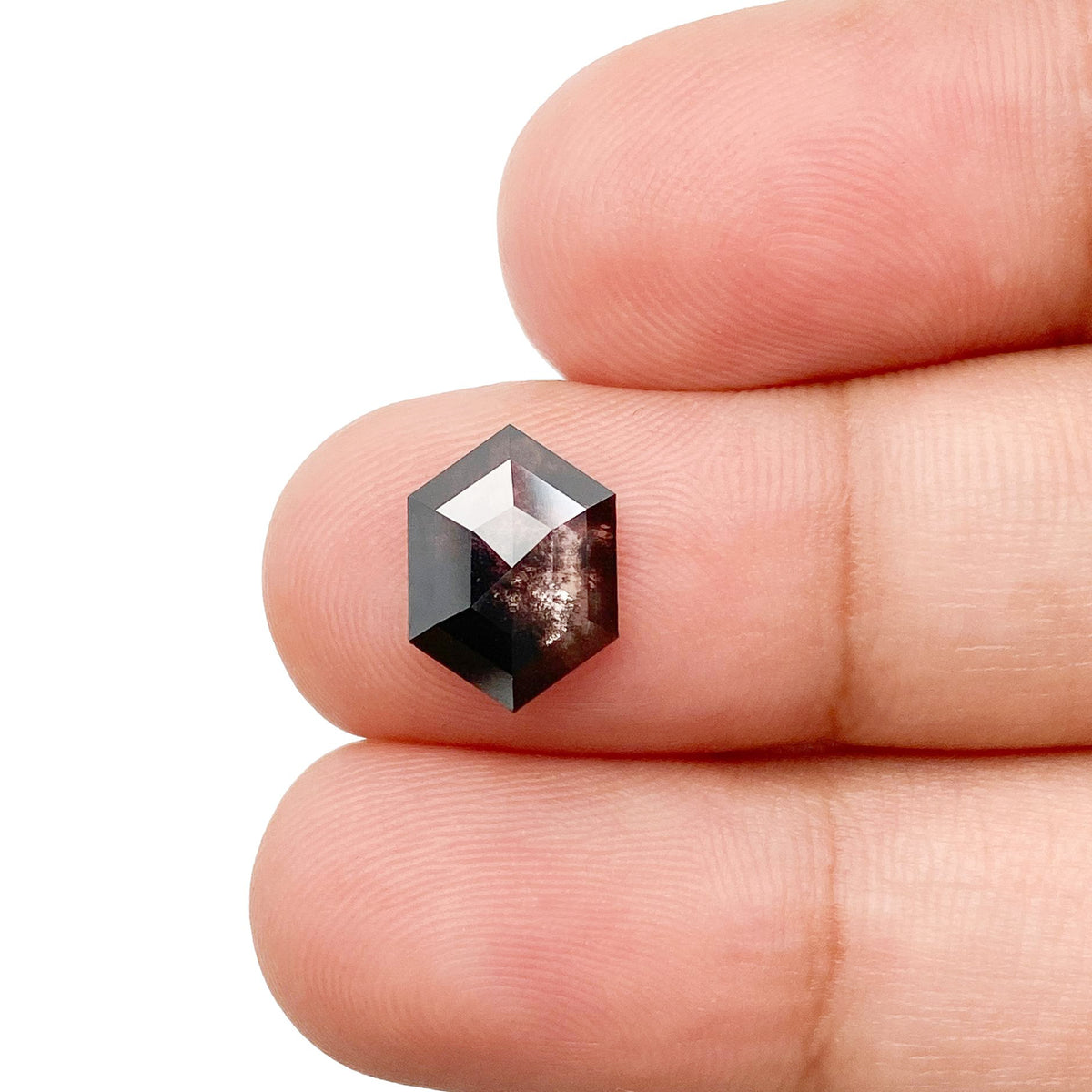 1.81ct | Salt & Pepper Hexagon Shape Rose Cut Lab Diamond