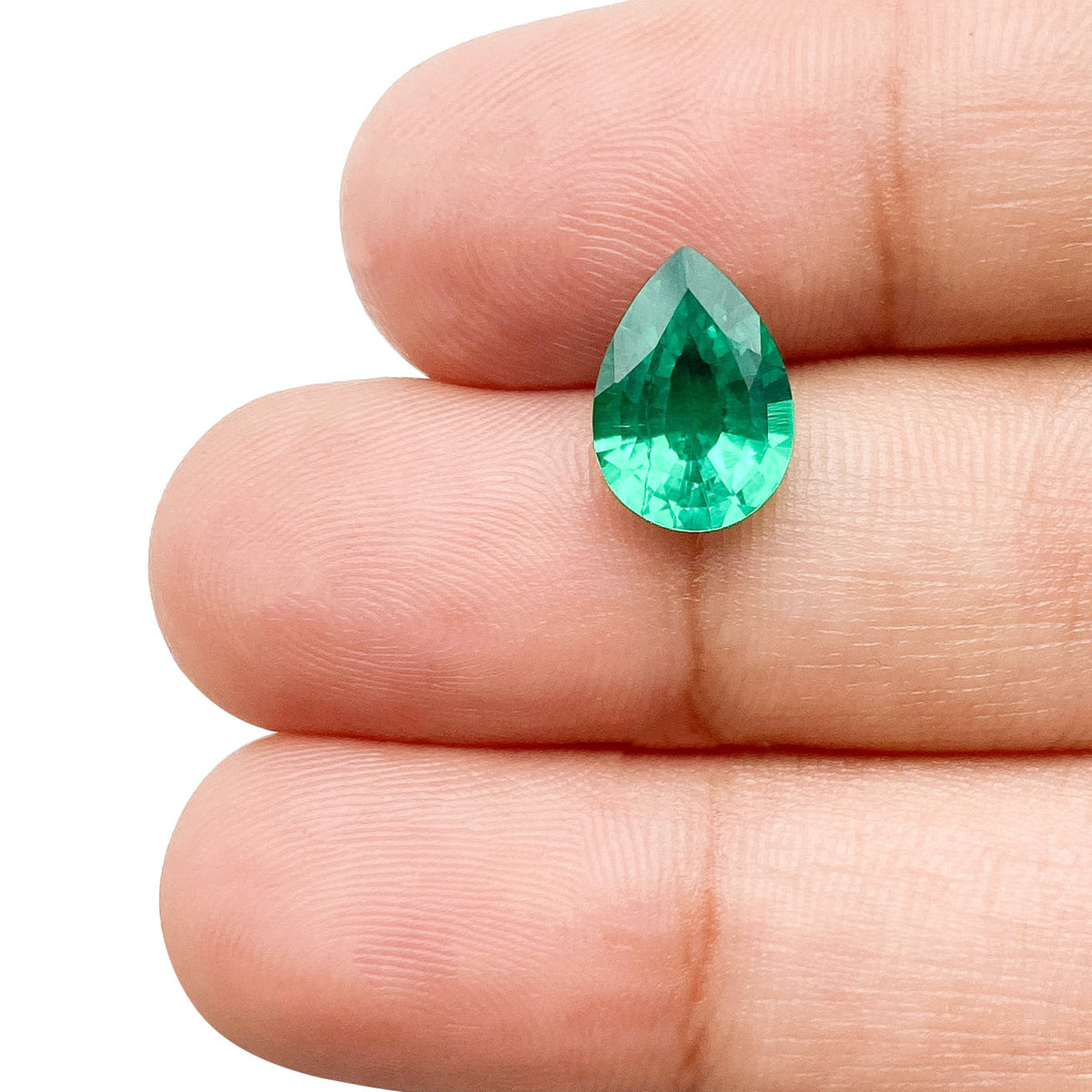 1.83ct | Brilliant Cut Pear Shape Lab Emerald