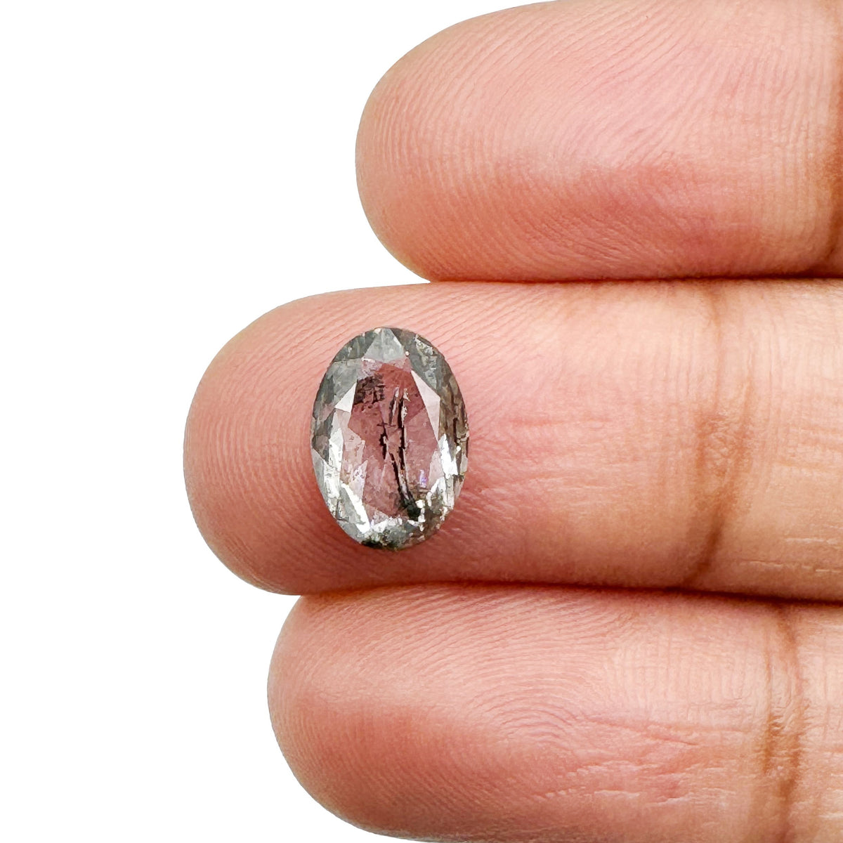 1.52ct | Salt &amp; Pepper Oval Shape Rose Cut Lab Diamond