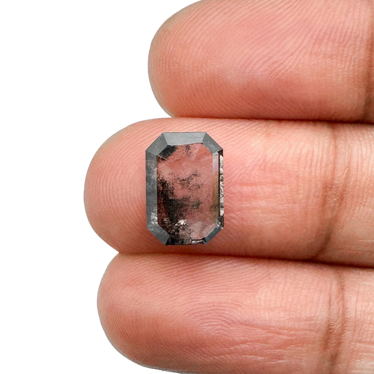 1.83ct | Salt &amp; Pepper Emerald Shape Step Cut Lab Diamond
