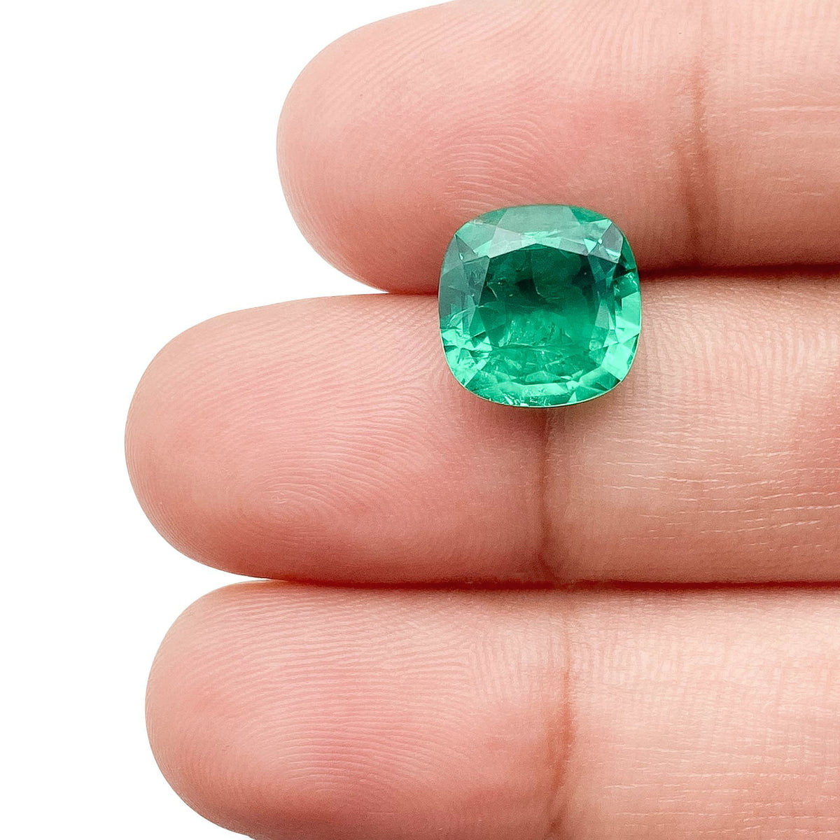 3.29ct | Brilliant Cut Cushion Shape Lab Emerald
