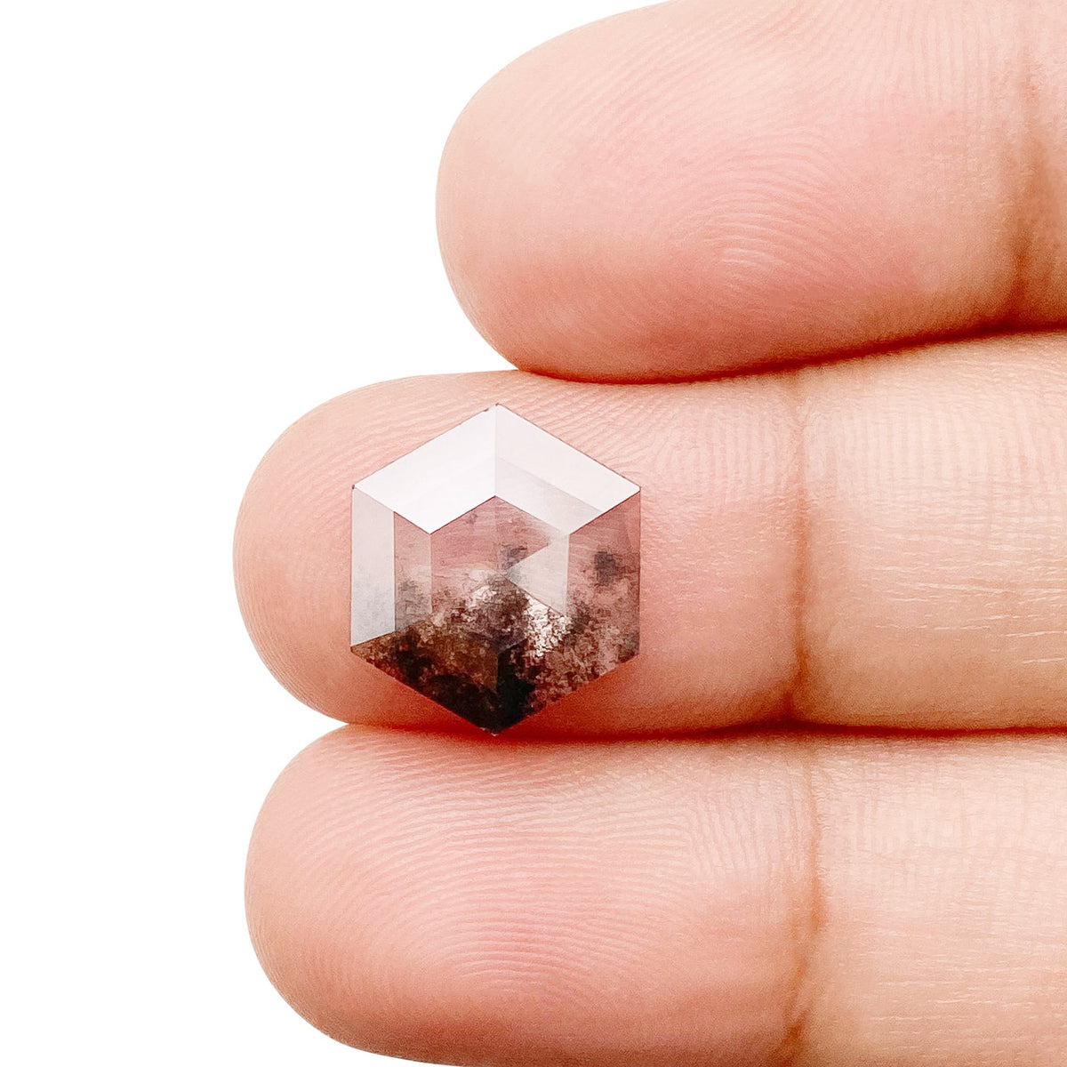 2.86ct | Salt & Pepper Hexagon Shape Rose Cut Lab Diamond